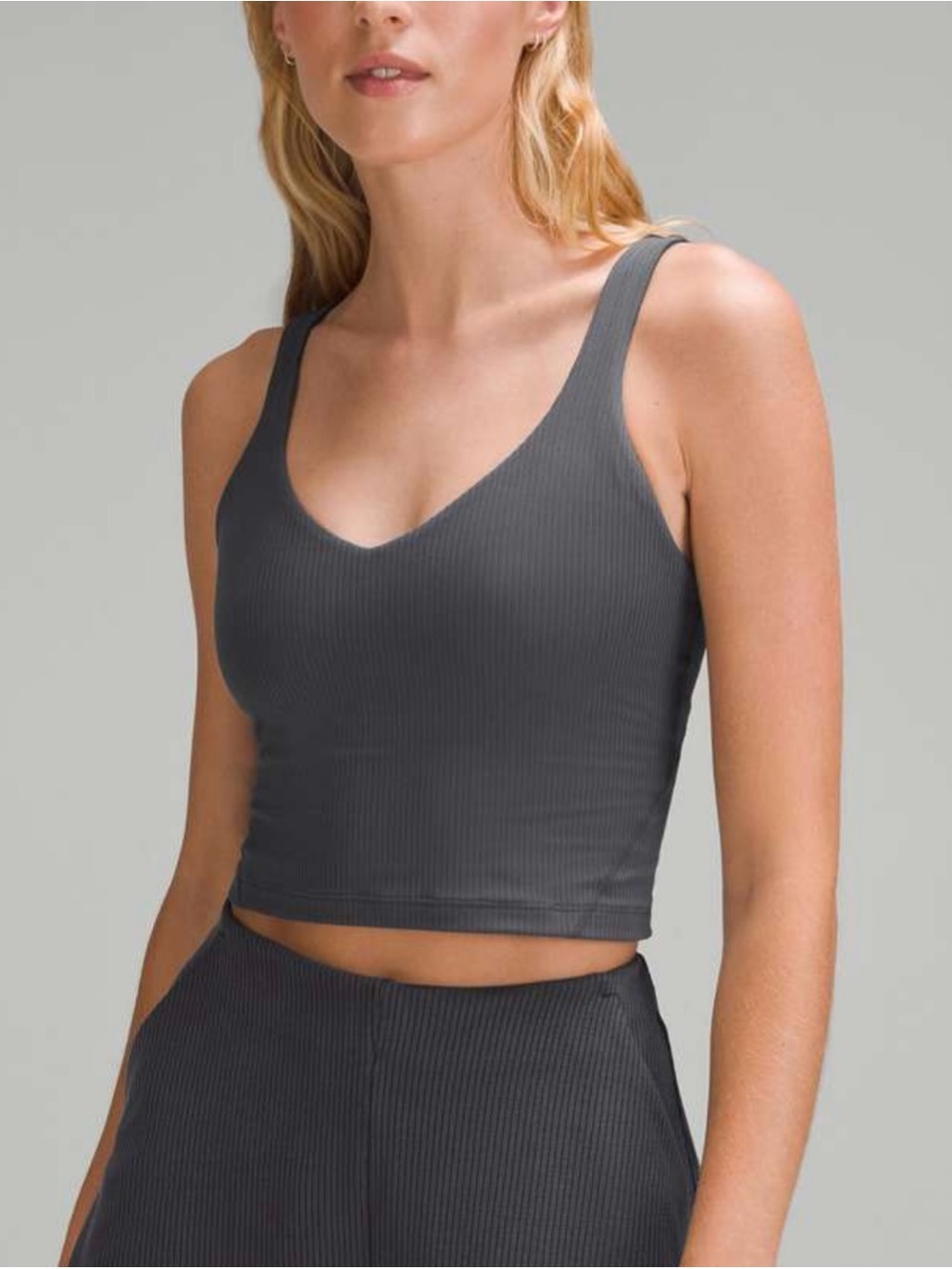 Lululemon align tank ribbed graphite gray top women’s 10 cropped tank top crop